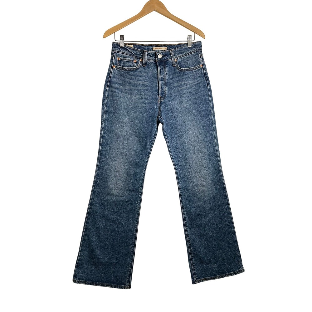 Levis Premium Wedgie Bootcut Jeans Womens Size 29 Wash Blue High Rise Button Fly